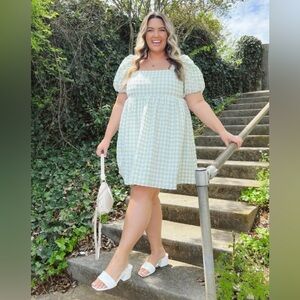 Arula Sage Green Gingham Dress